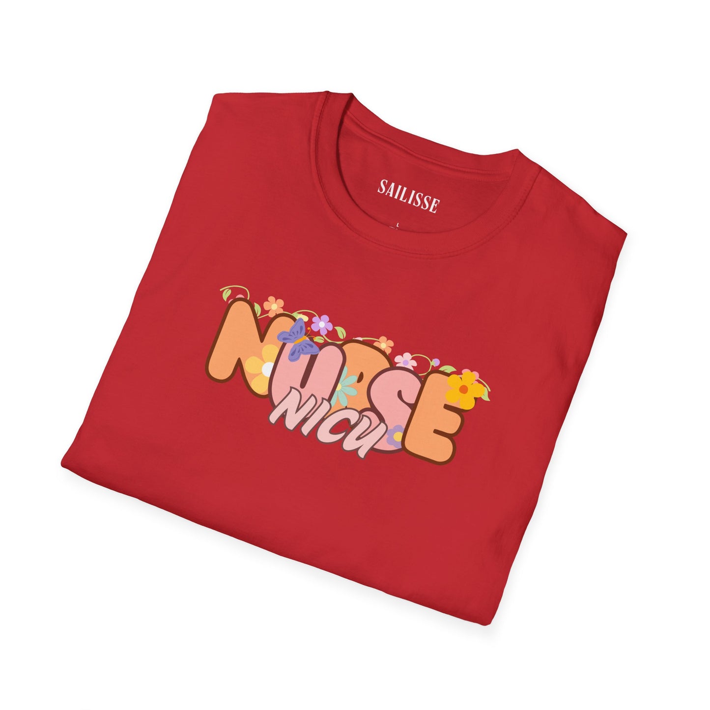 NICU Nurse Floral Design Softstyle T-Shirt