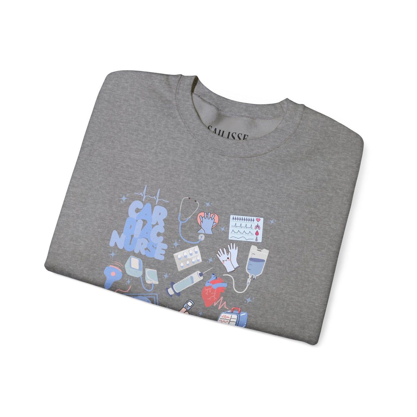 Cardiac Nurse Doodle Design Crewneck