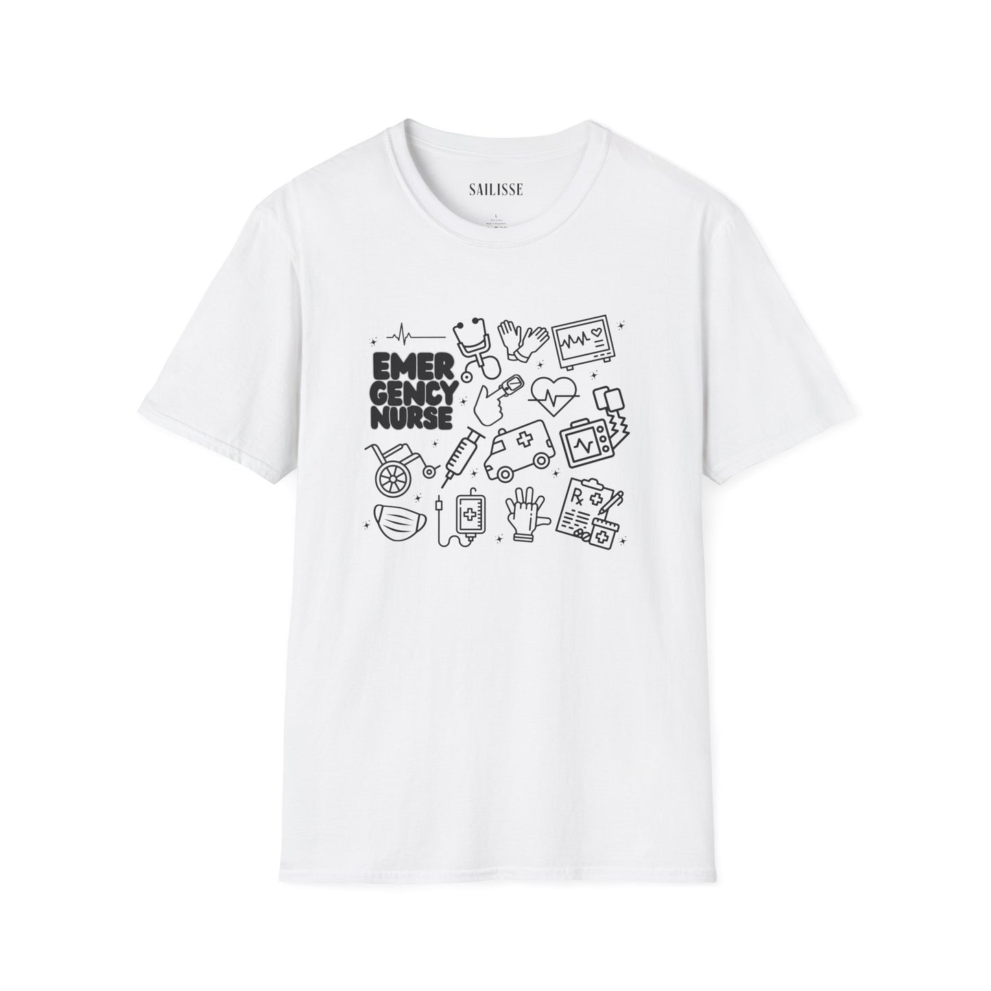 Emergency Nurse Black Outline T-Shirt