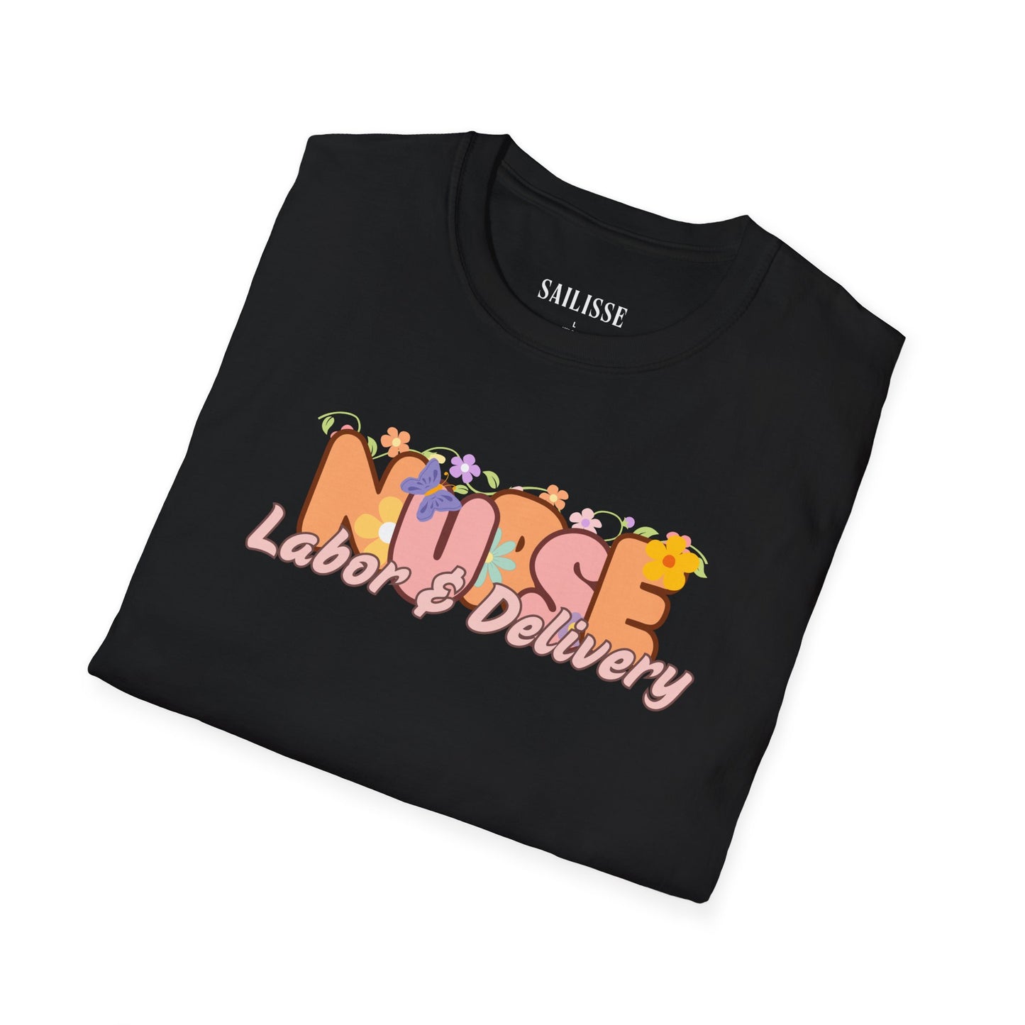 Labor & Delivery Nurse Floral Design Softstyle T-Shirt