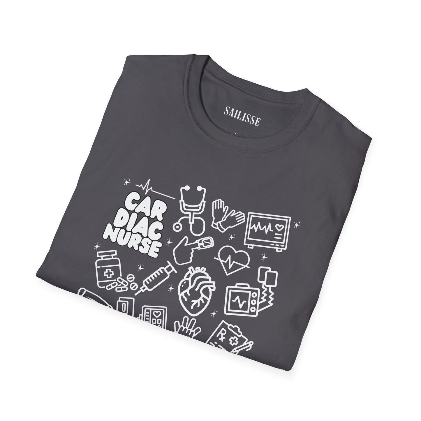 Cardiac Nurse White Outline T-Shirt