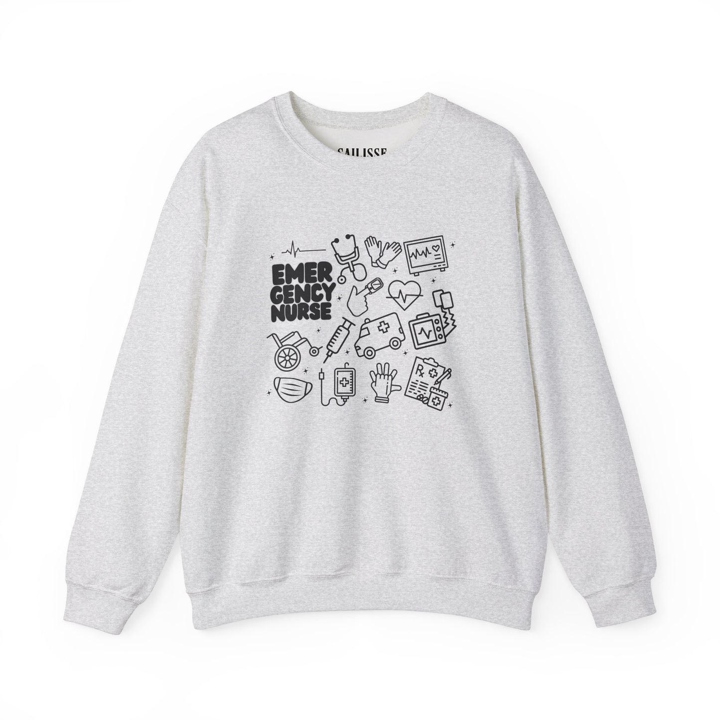 Emergency Nurse Black Outline Crewneck