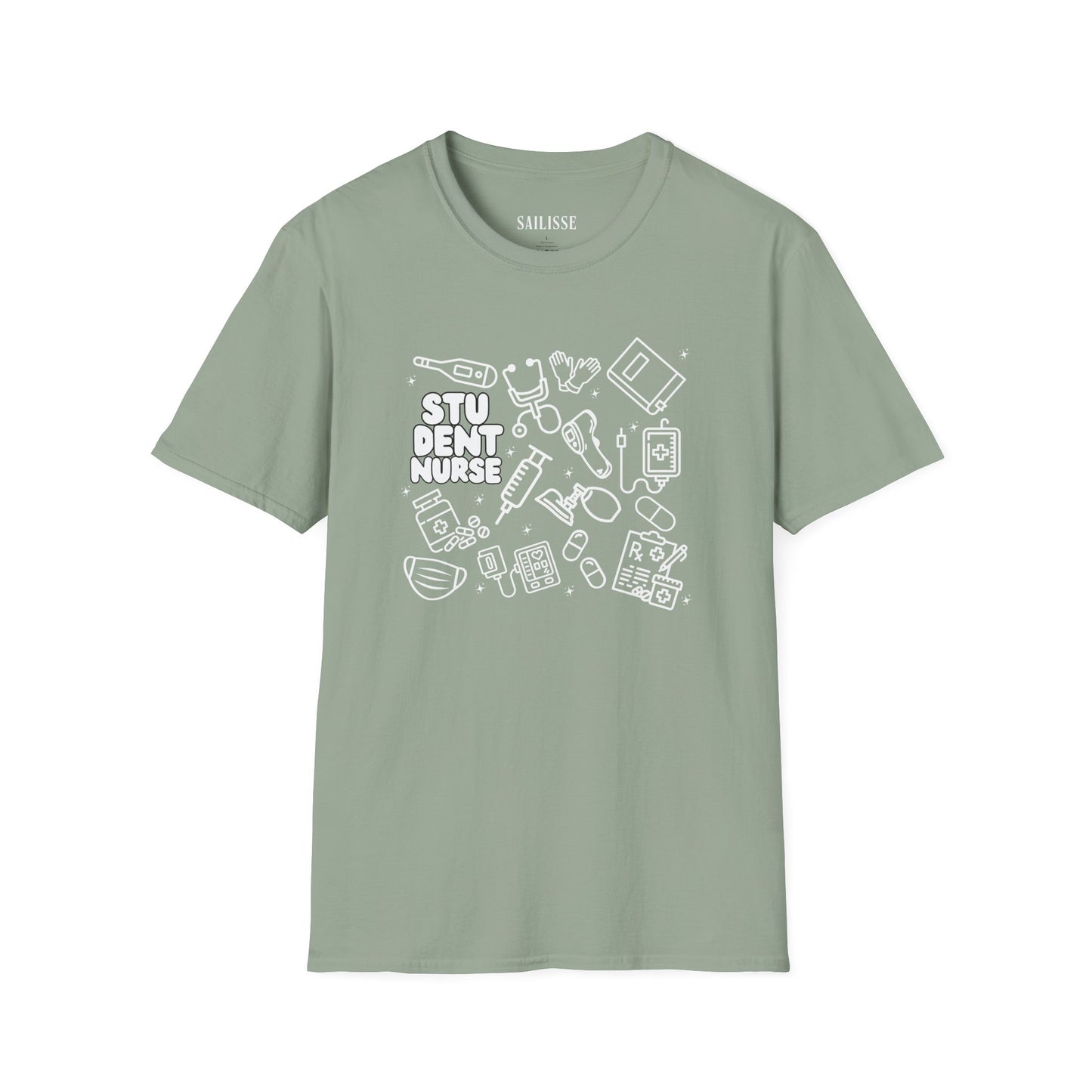 Student Nurse White Outline T-Shirt