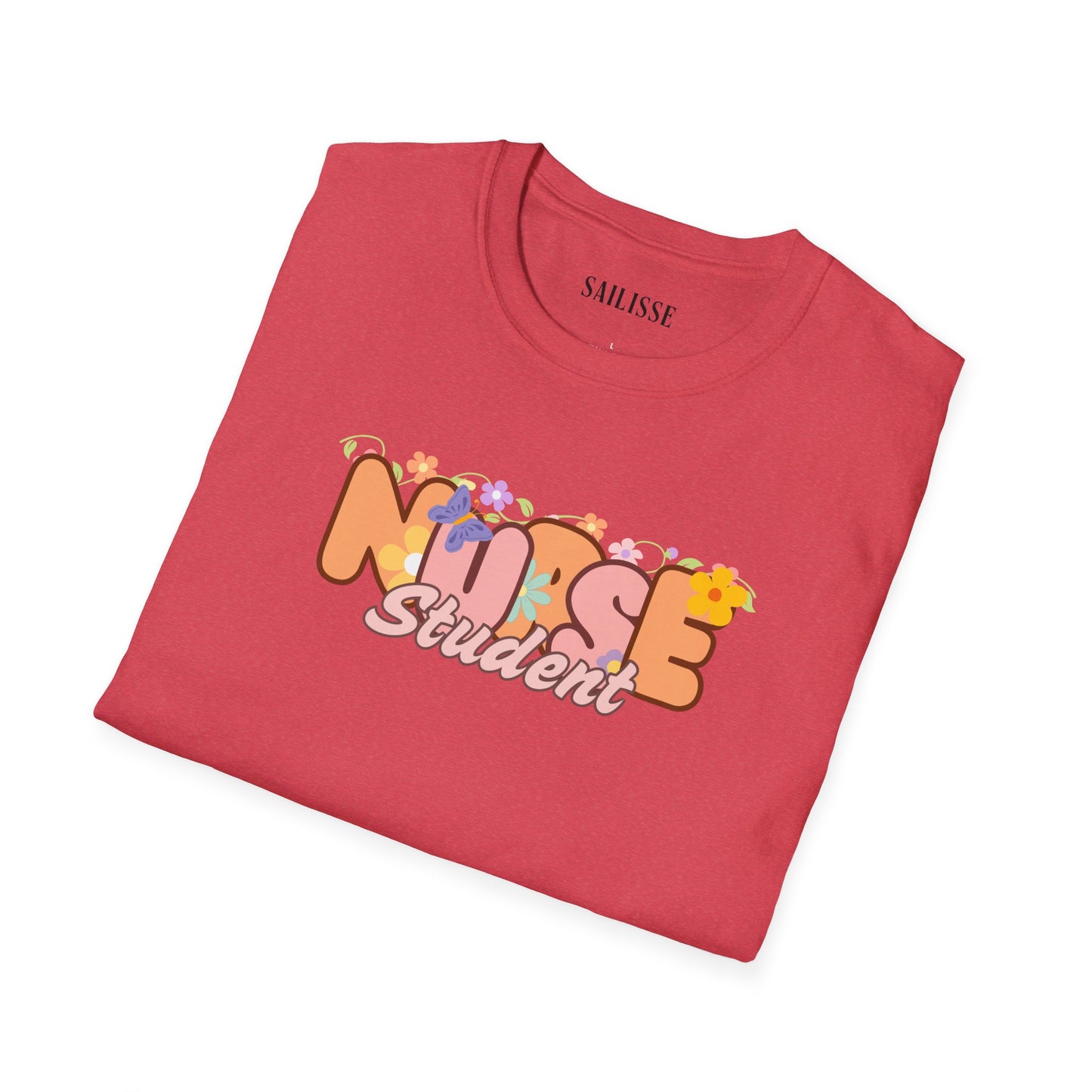 Student Nurse Floral Design Softstyle T-Shirt
