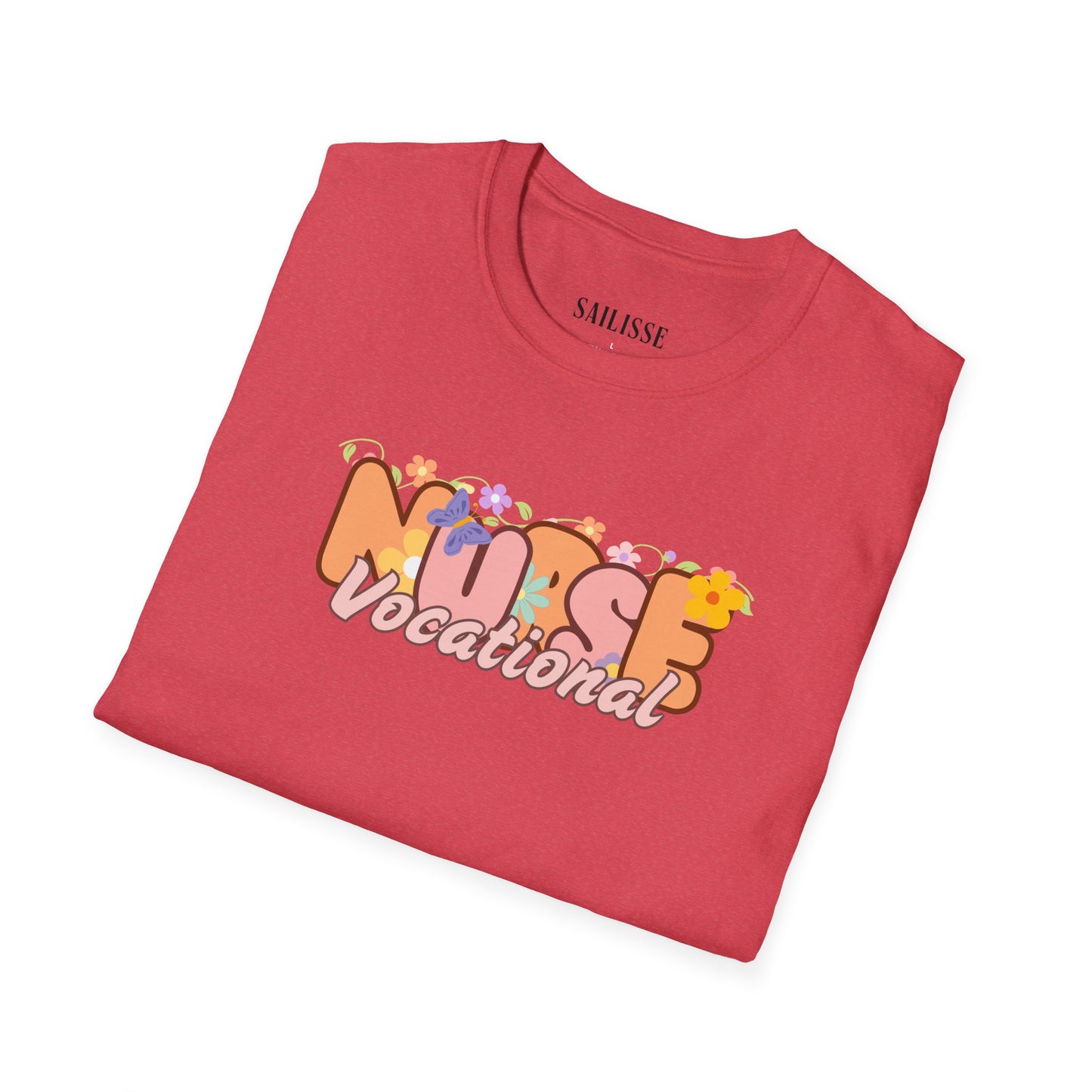 Vocational Nurse Floral Design Softstyle T-Shirt