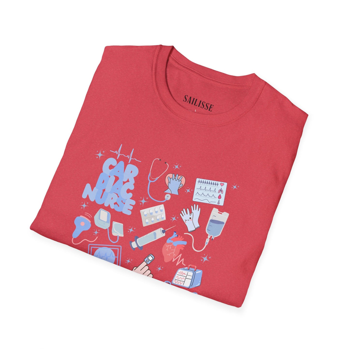 Cardiac Nurse Doodle Design Softstyle T-Shirt
