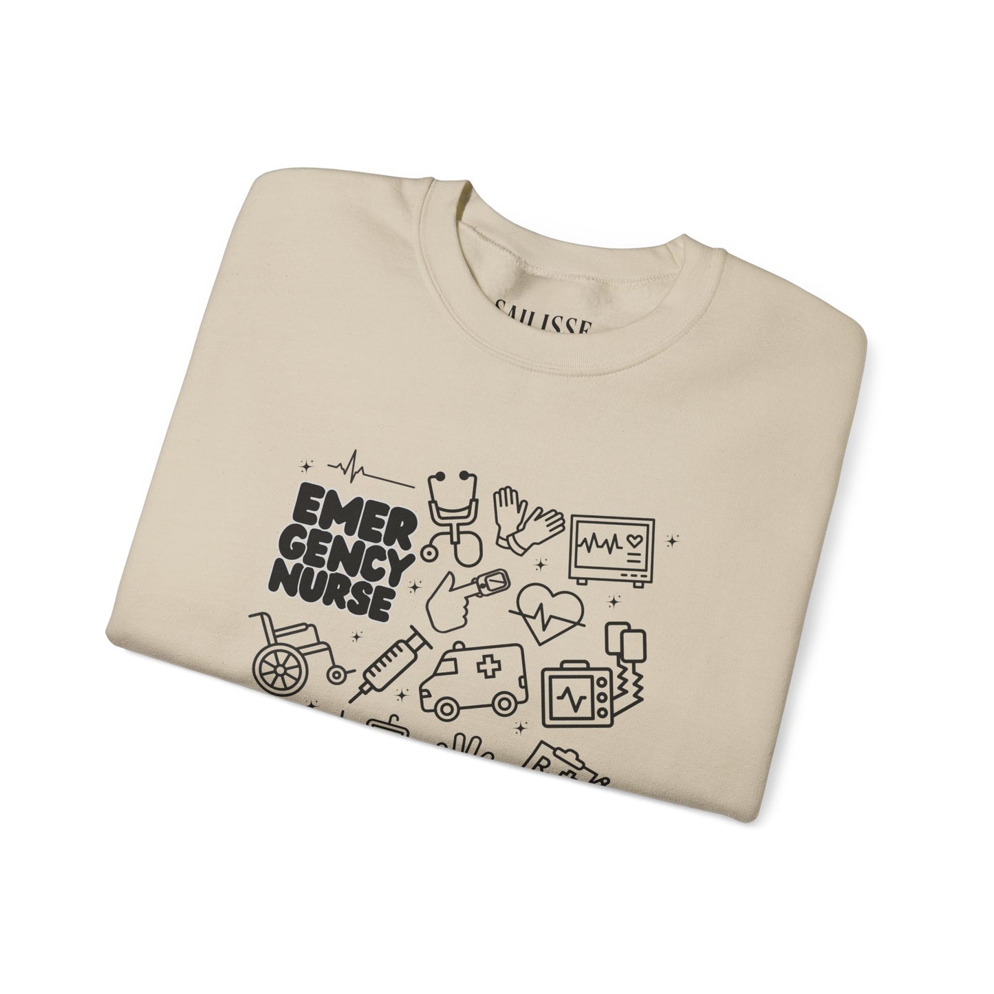 Emergency Nurse Black Outline Crewneck