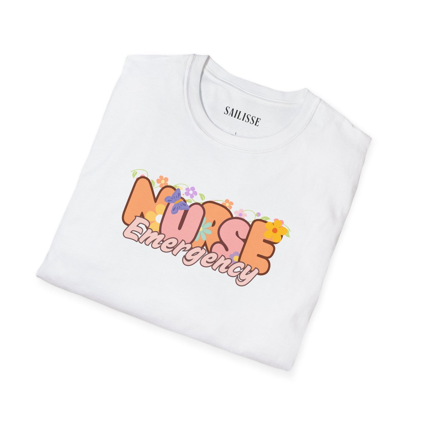 Emergency Nurse Floral Design Softstyle T-Shirt