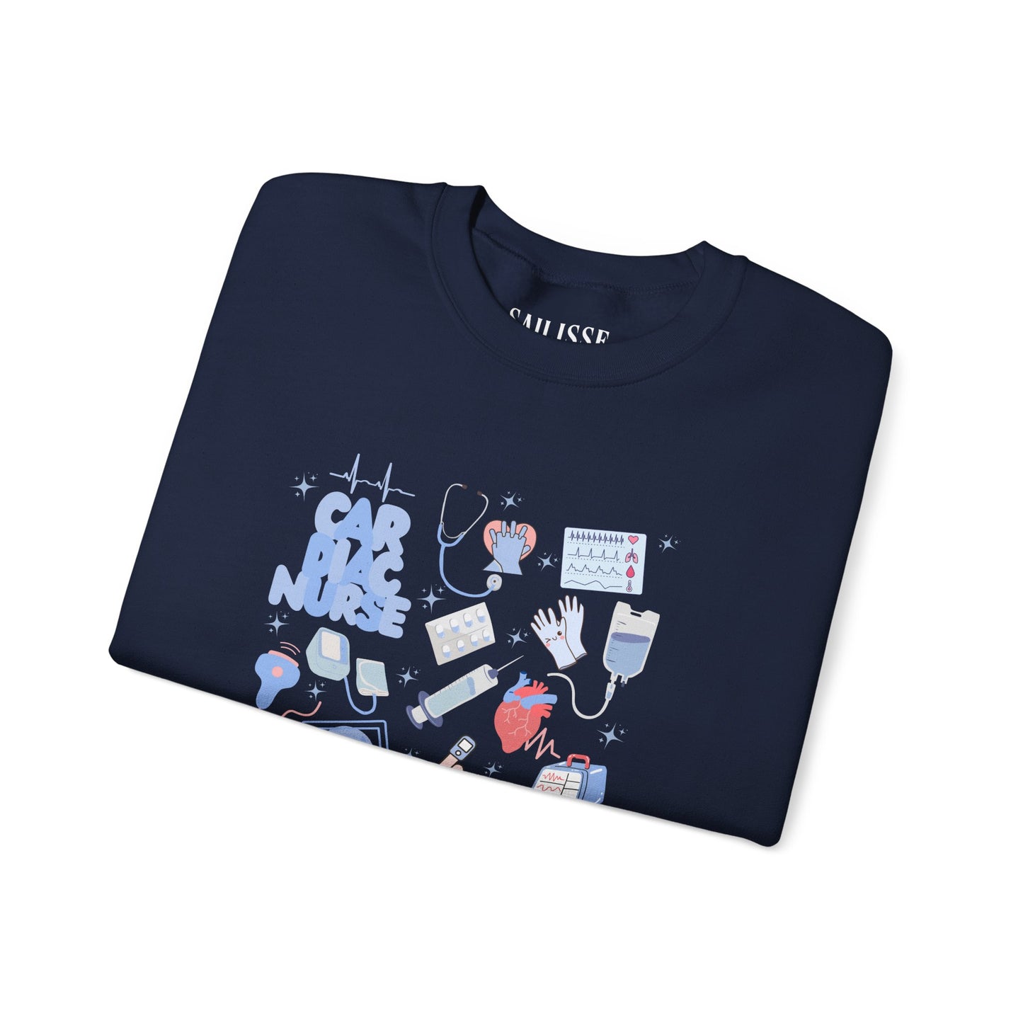 Cardiac Nurse Doodle Design Crewneck