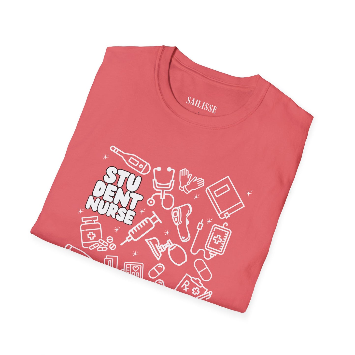 Student Nurse White Outline T-Shirt