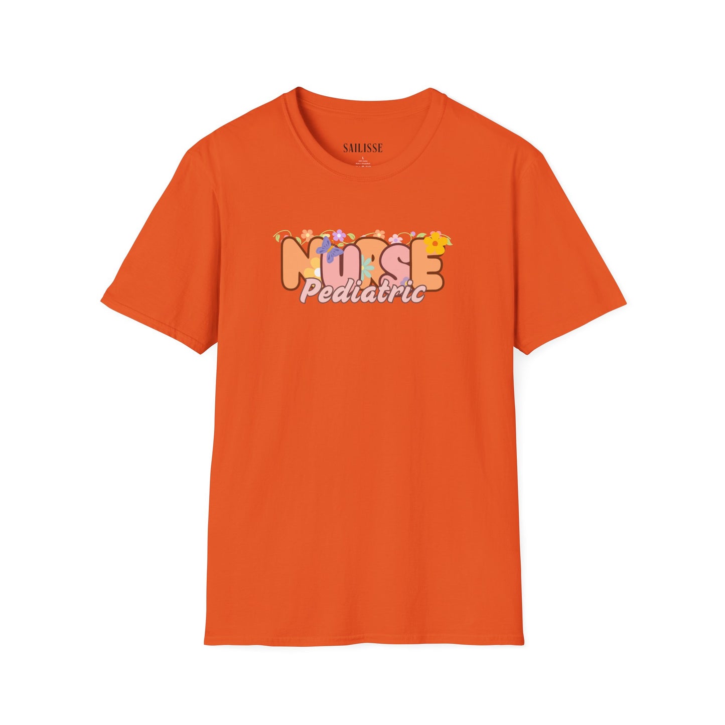 Pediatric Nurse Floral Design Softstyle T-Shirt