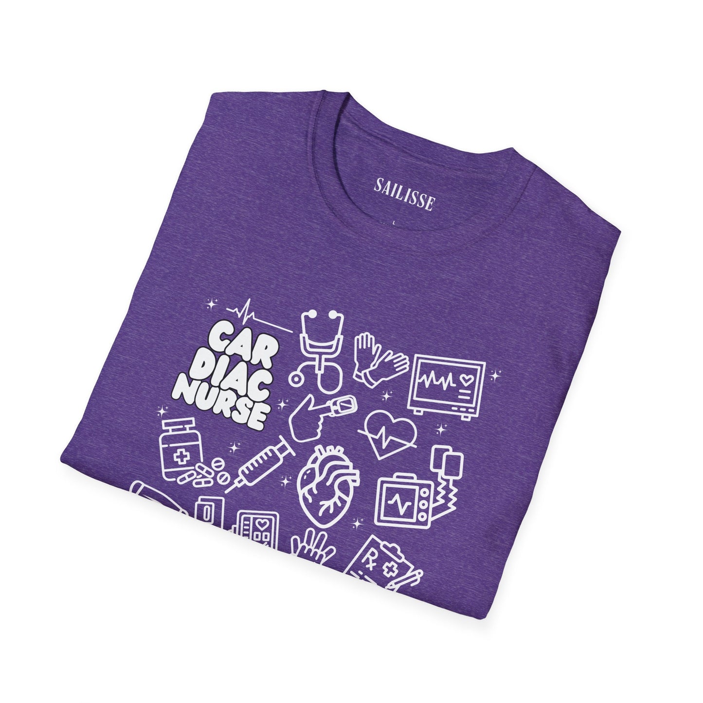 Cardiac Nurse White Outline T-Shirt