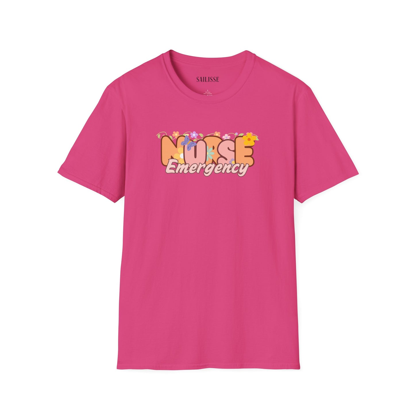 Emergency Nurse Floral Design Softstyle T-Shirt