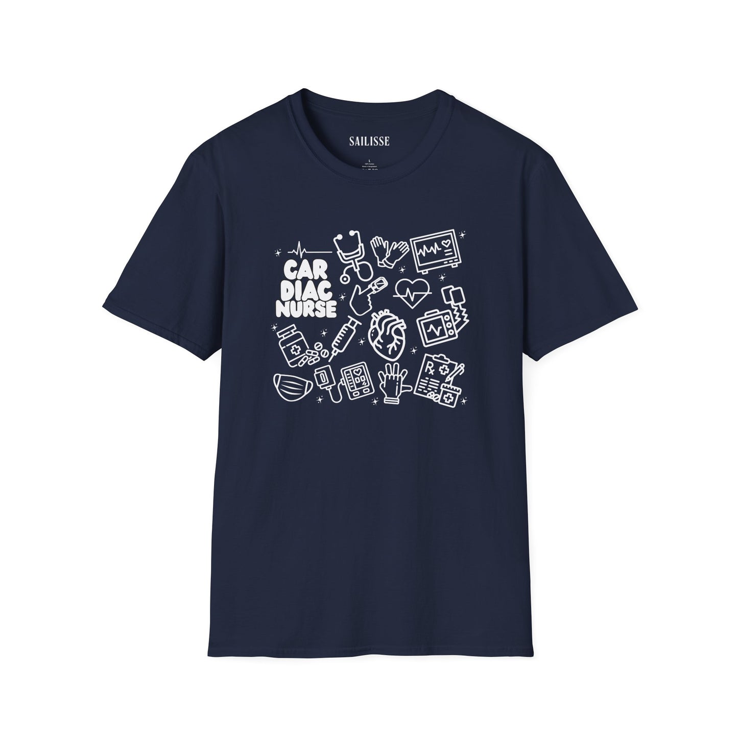 Cardiac Nurse White Outline T-Shirt