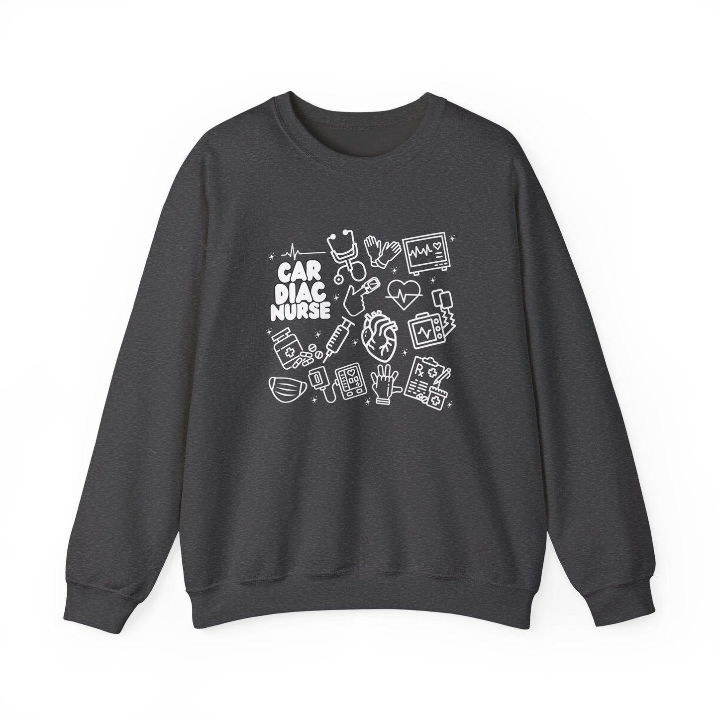 Cardiac Nurse White Outline Crewneck