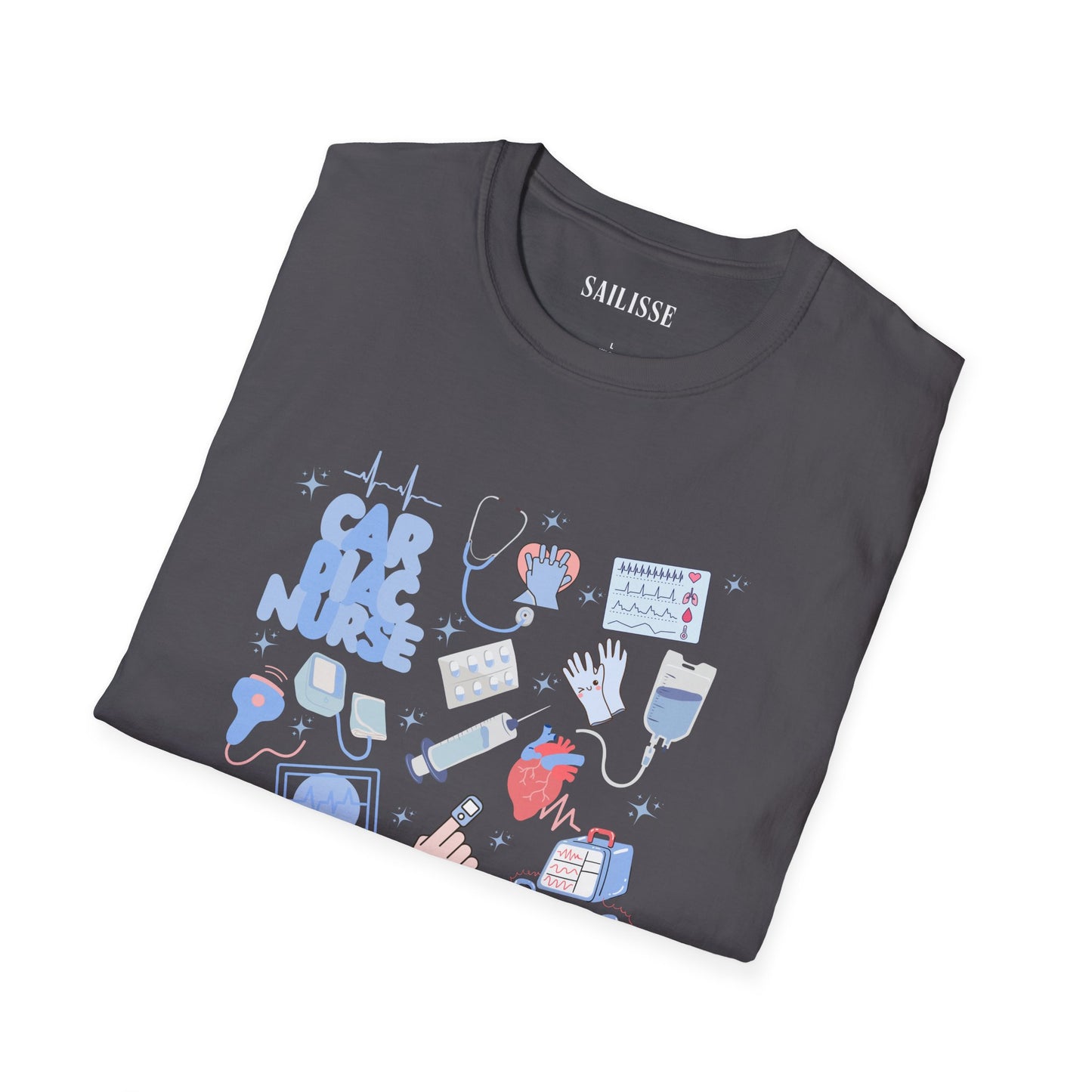 Cardiac Nurse Doodle Design Softstyle T-Shirt