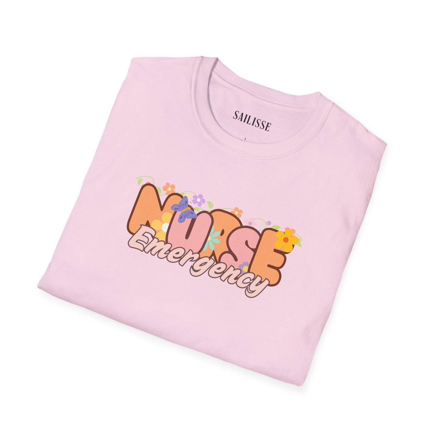 Emergency Nurse Floral Design Softstyle T-Shirt