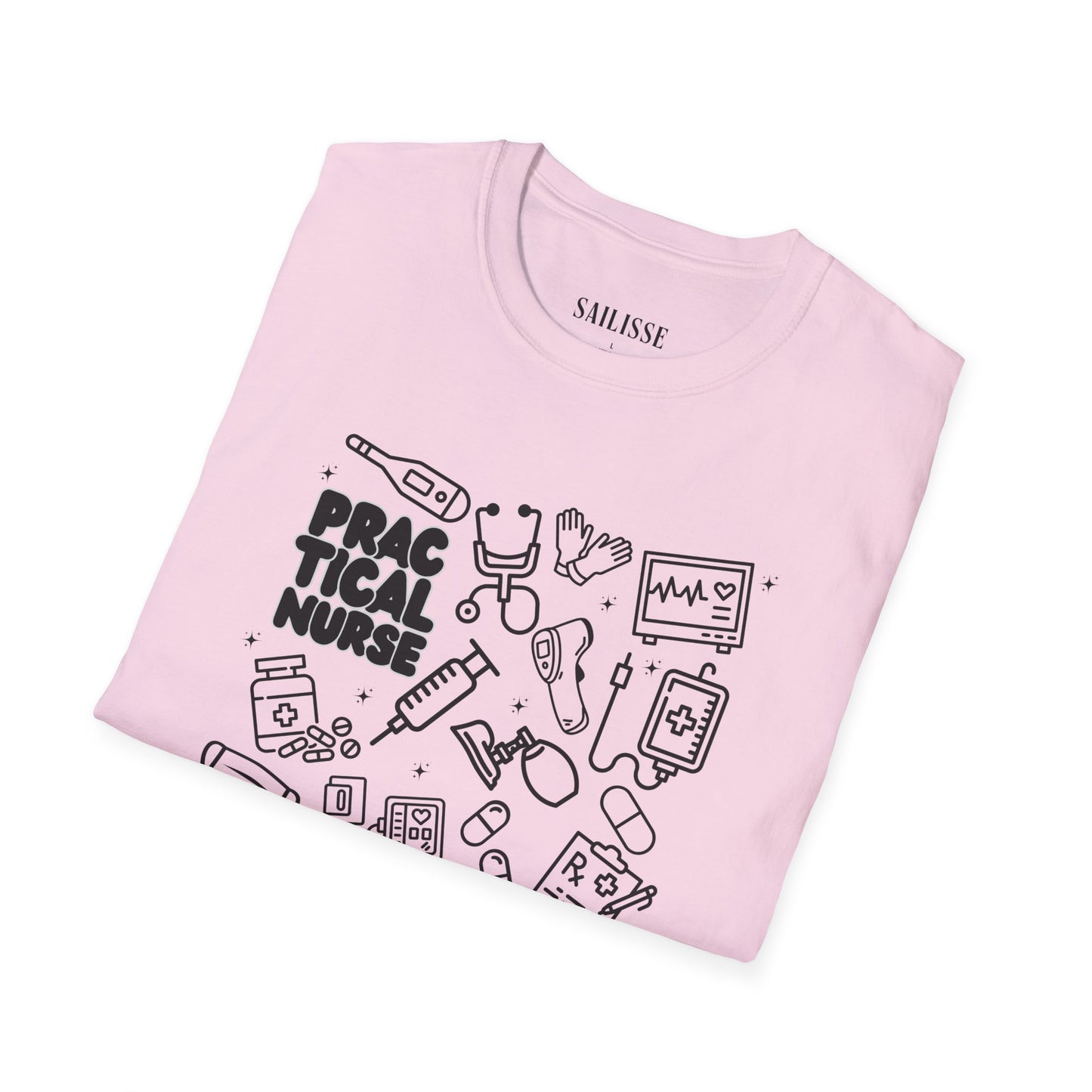Practical Nurse Black Outline T-Shirt