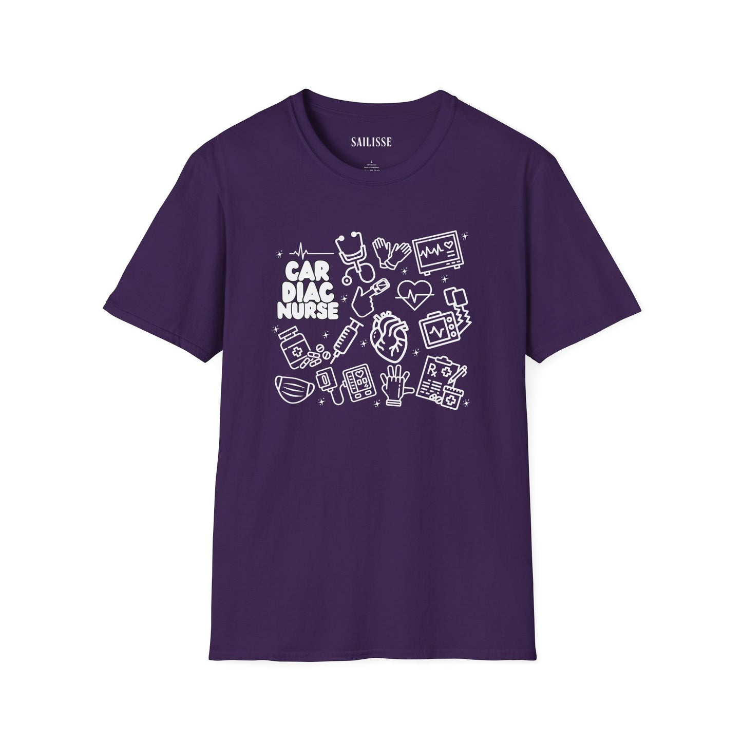 Cardiac Nurse White Outline T-Shirt