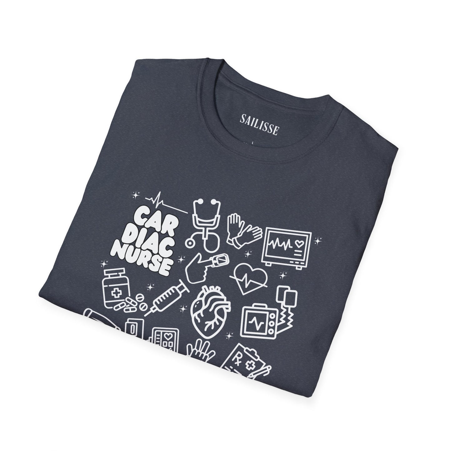 Cardiac Nurse White Outline T-Shirt