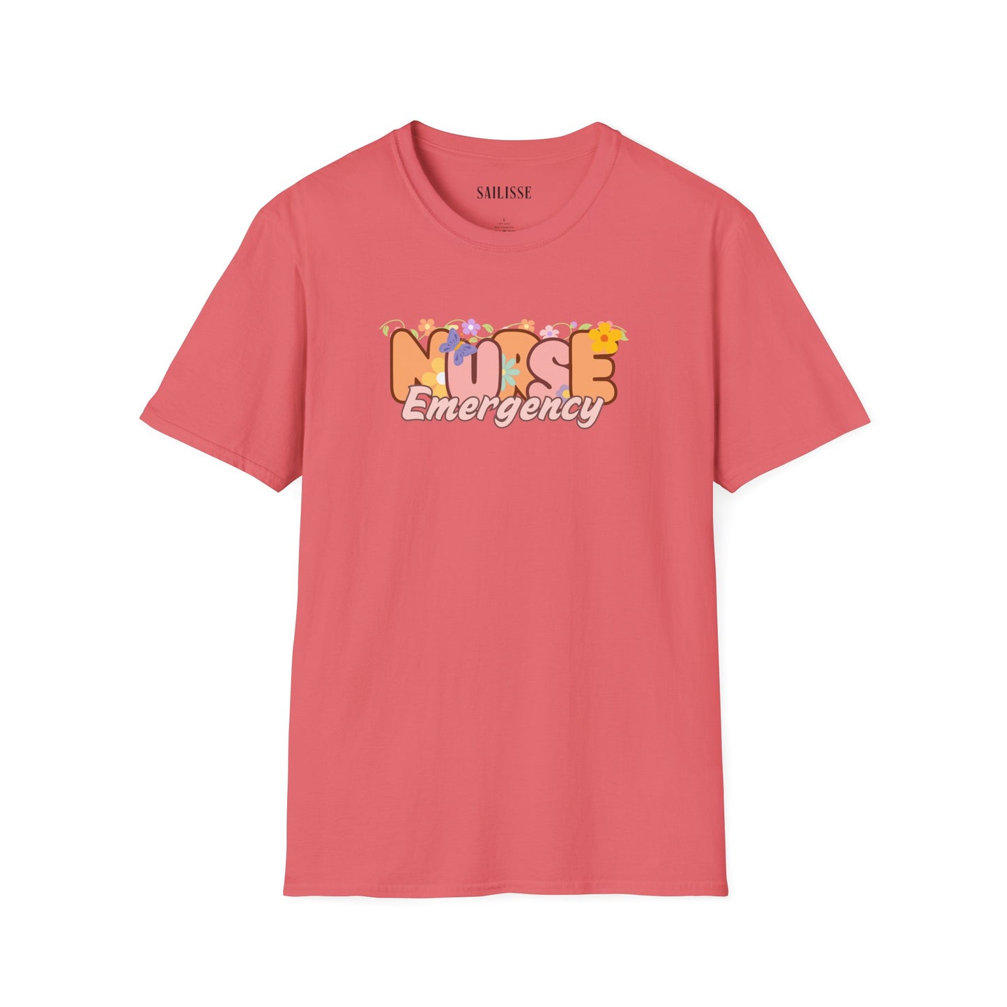 Emergency Nurse Floral Design Softstyle T-Shirt
