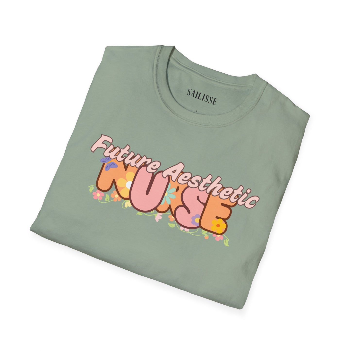 Future Aesthetic Nurse Floral Design Softstyle T-Shirt