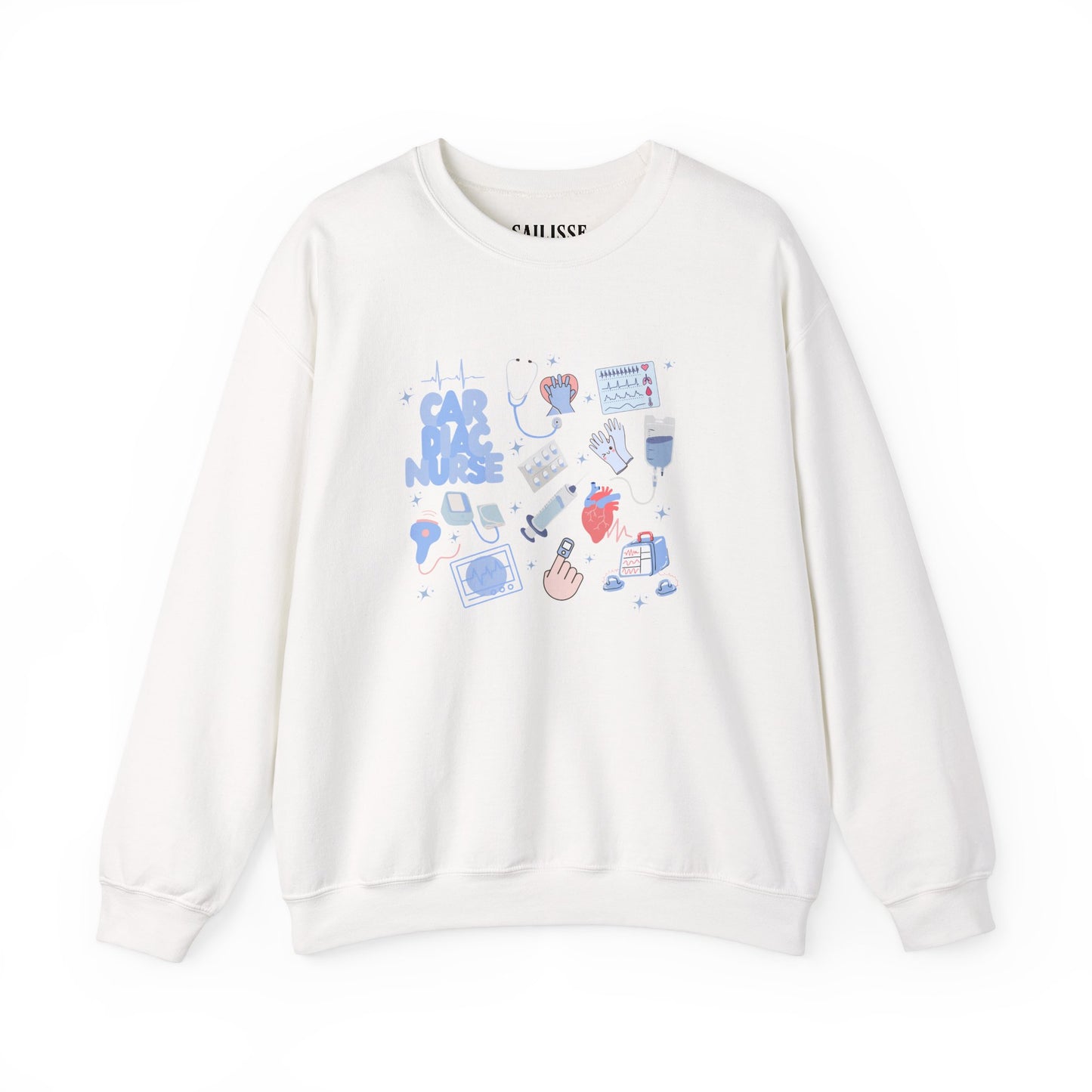 Cardiac Nurse Doodle Design Crewneck