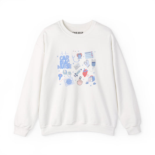 Cardiac Nurse Doodle Design Crewneck