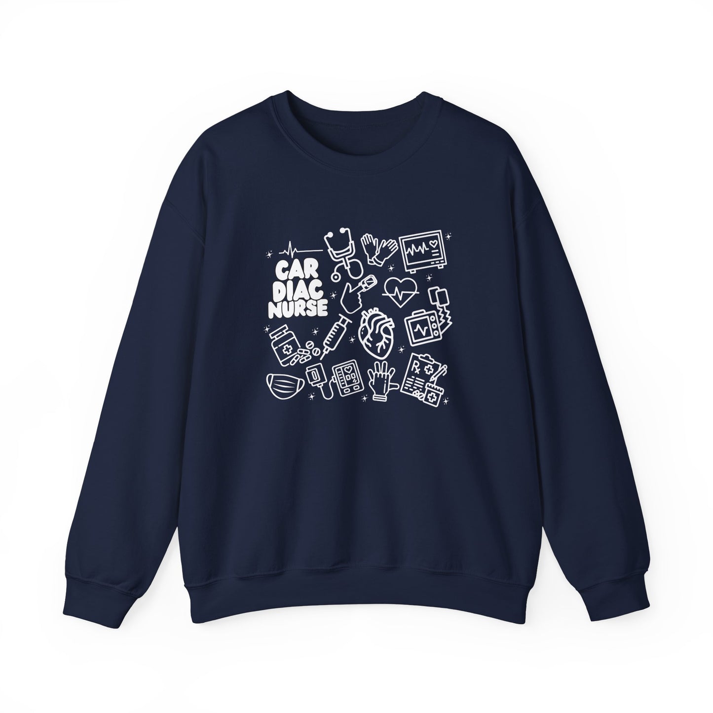 Cardiac Nurse White Outline Crewneck