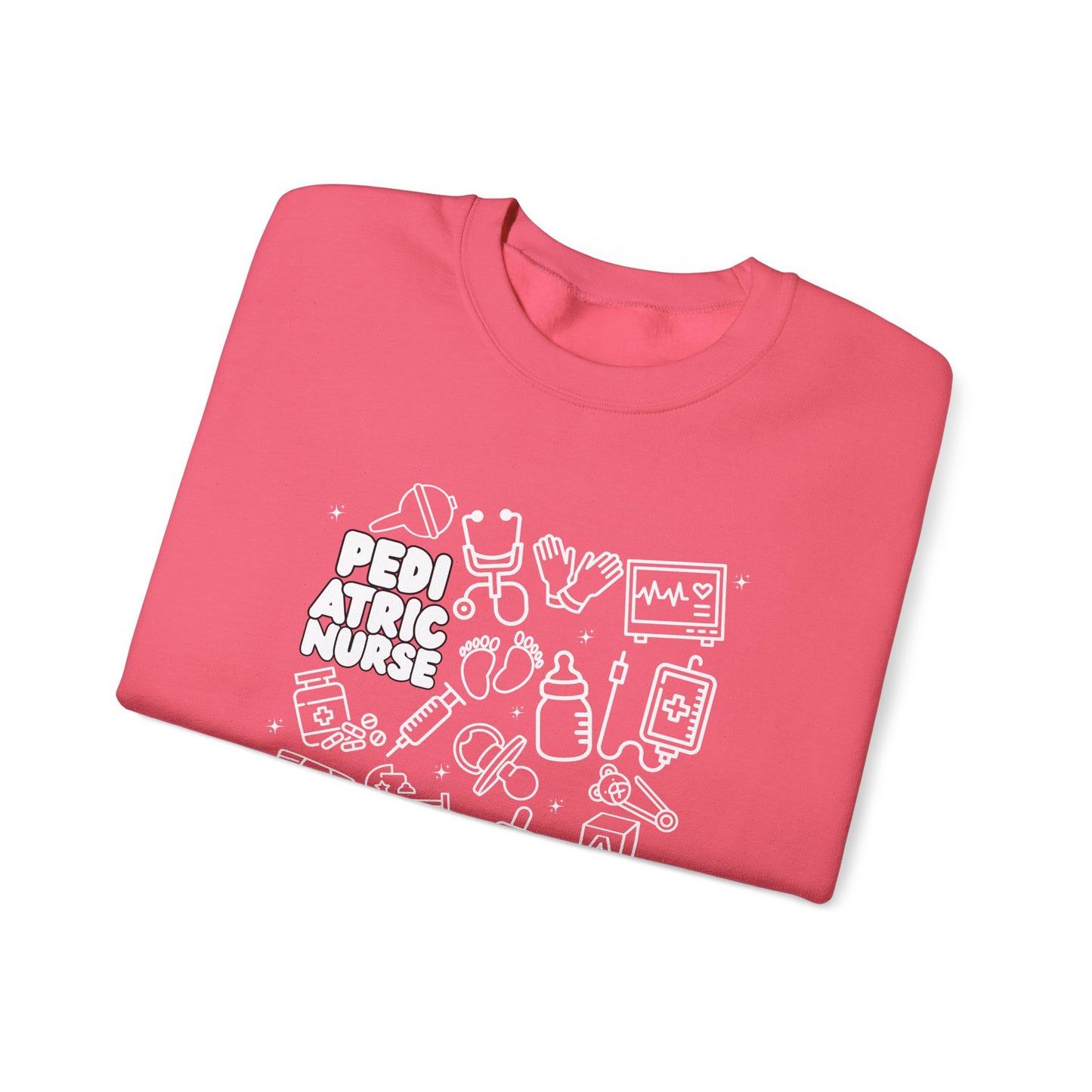 Pediatric Nurse White Outline Crewneck