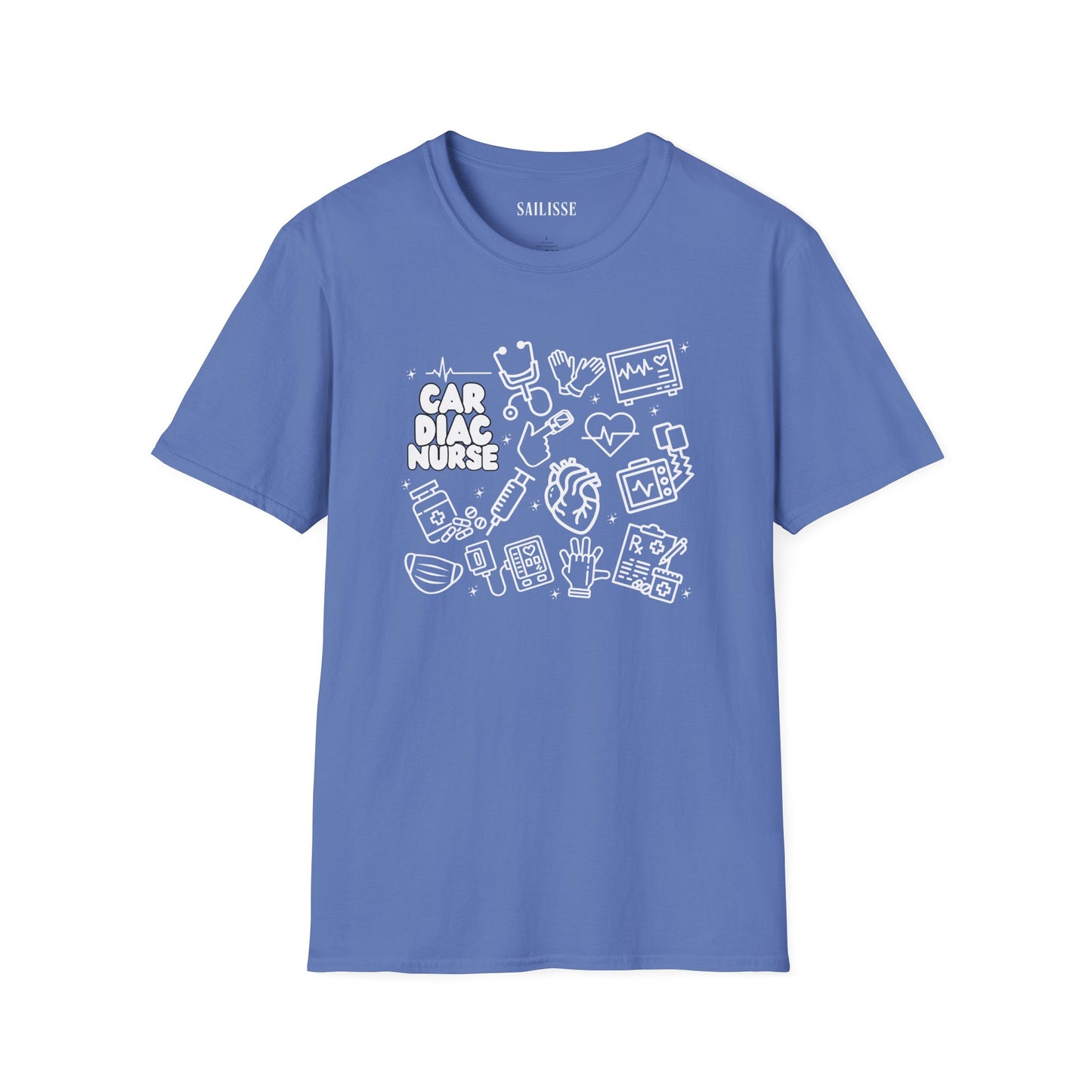 Cardiac Nurse White Outline T-Shirt