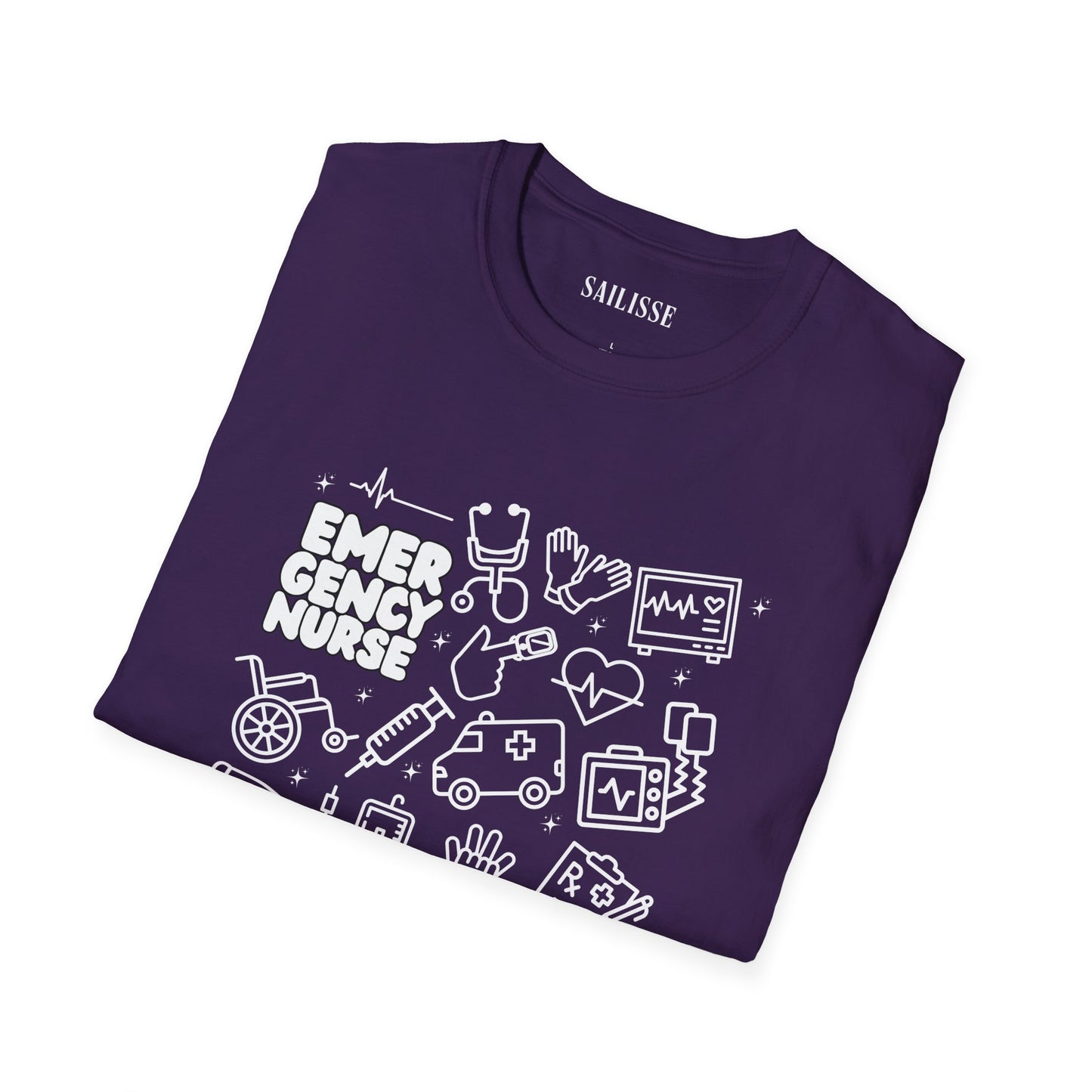 Emergency Nurse White Outline T-Shirt