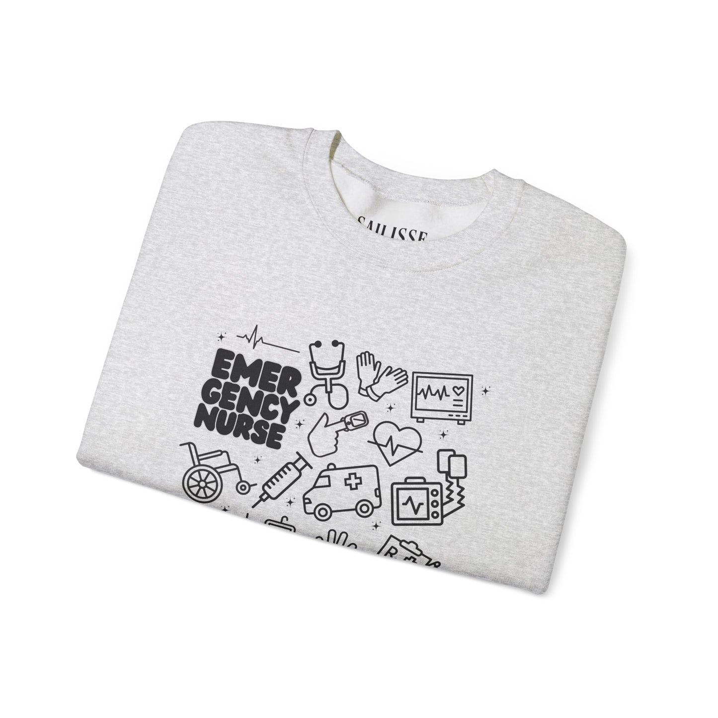 Emergency Nurse Black Outline Crewneck
