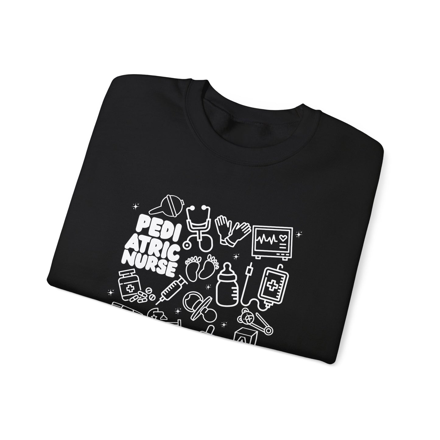 Pediatric Nurse White Outline Crewneck