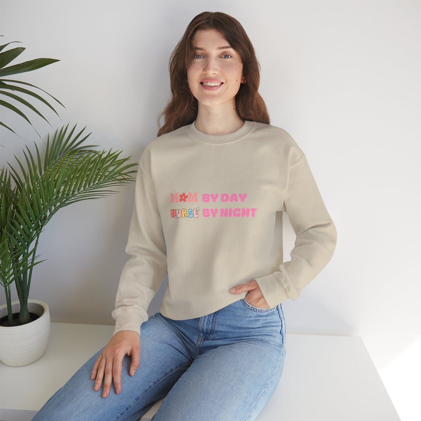 Mom by Day, Nurse by Night Crewneck