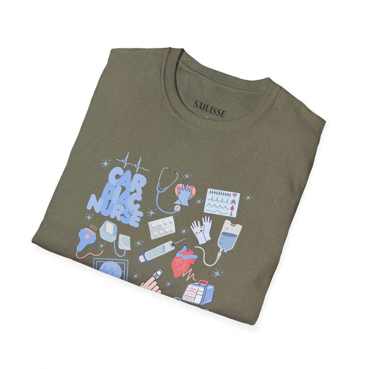 Cardiac Nurse Doodle Design Softstyle T-Shirt