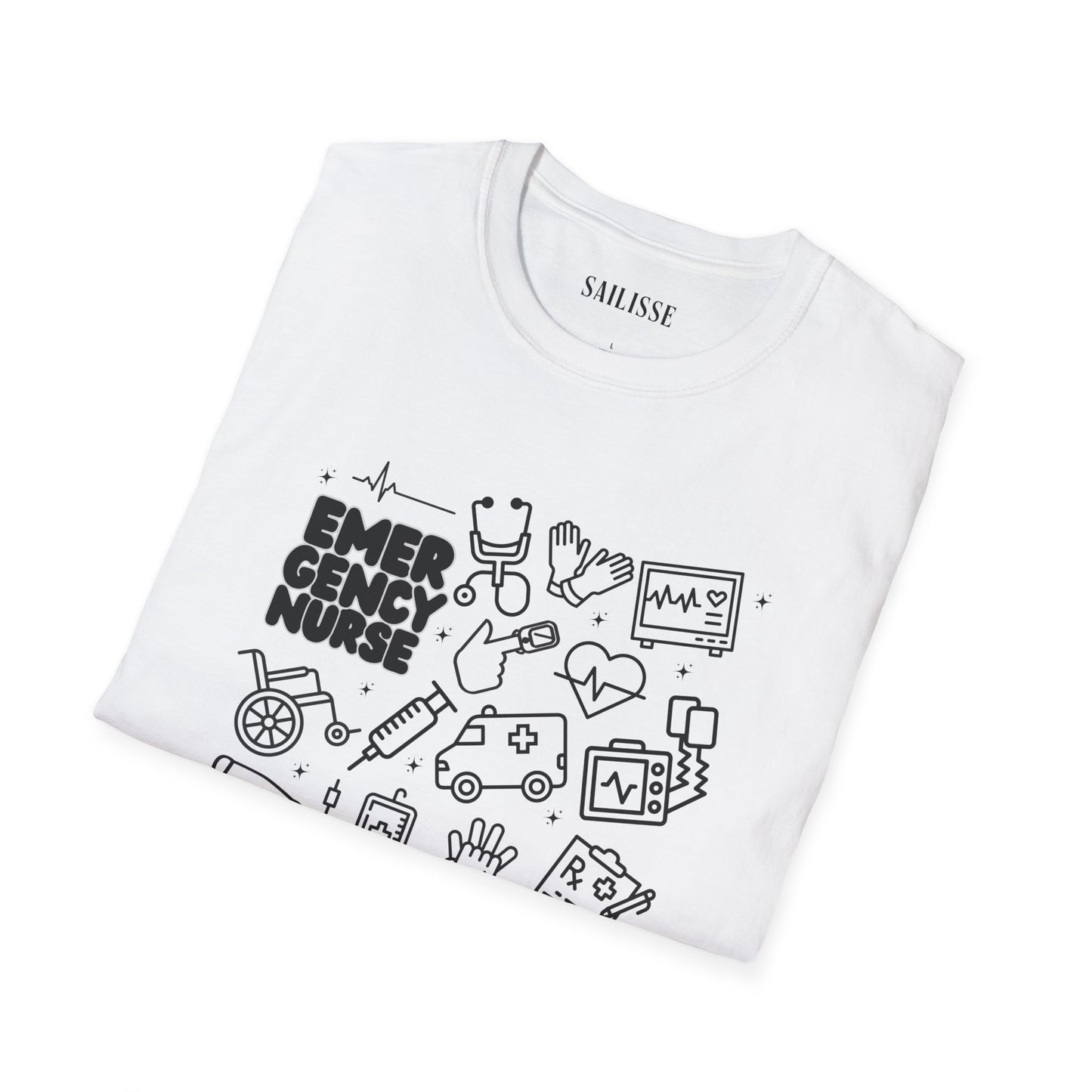 Emergency Nurse Black Outline T-Shirt