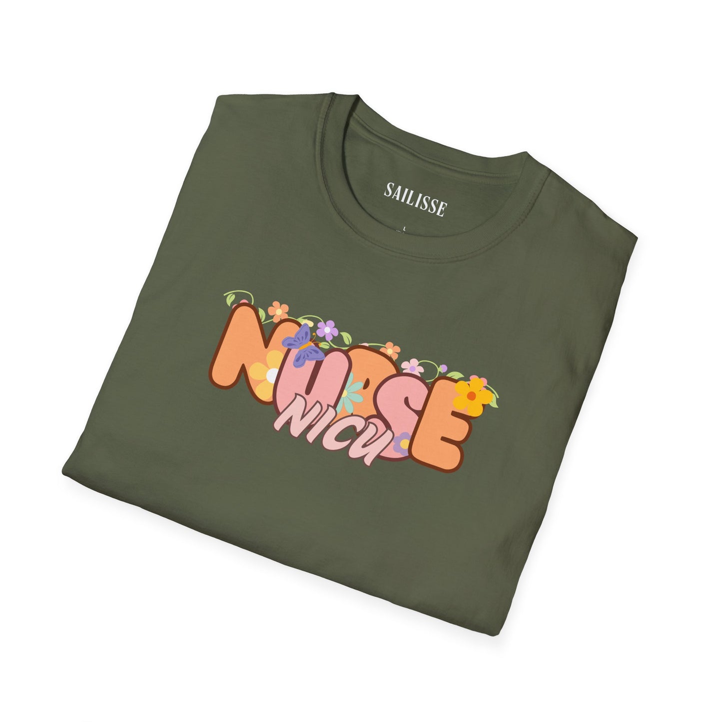 NICU Nurse Floral Design Softstyle T-Shirt