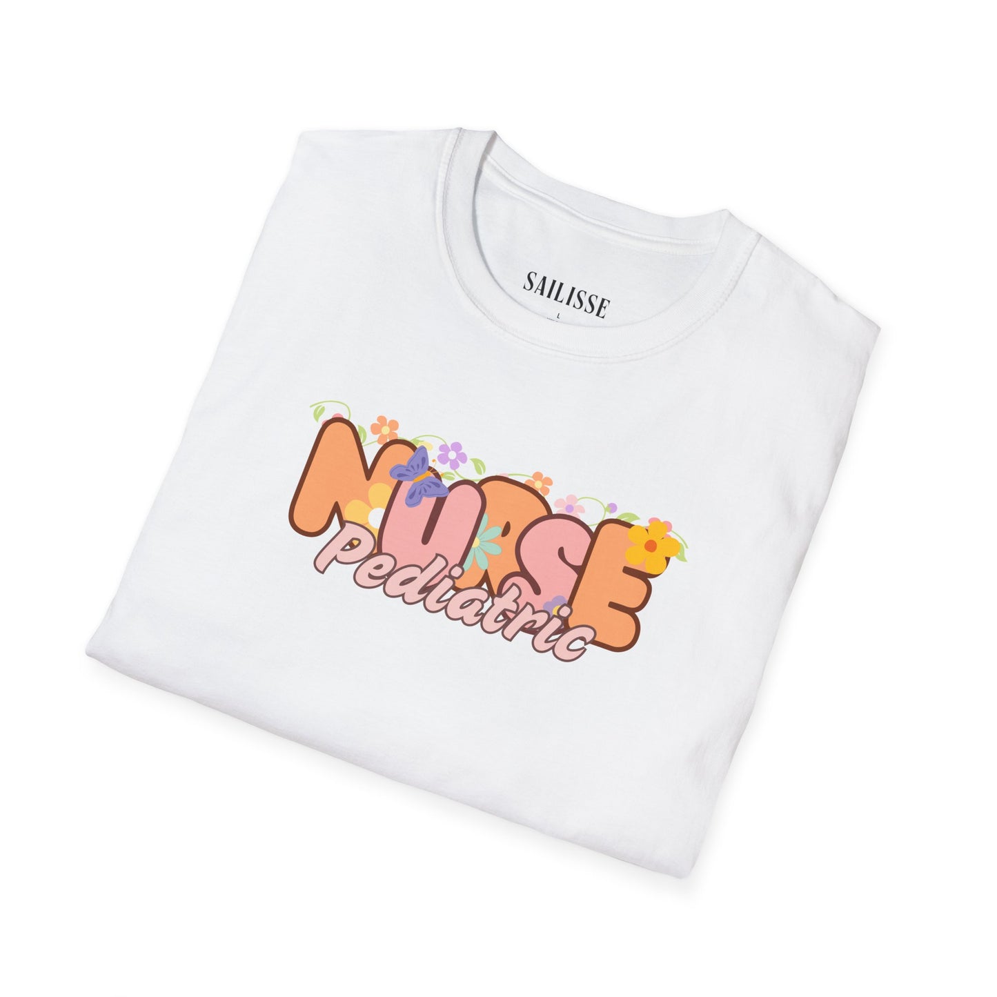 Pediatric Nurse Floral Design Softstyle T-Shirt