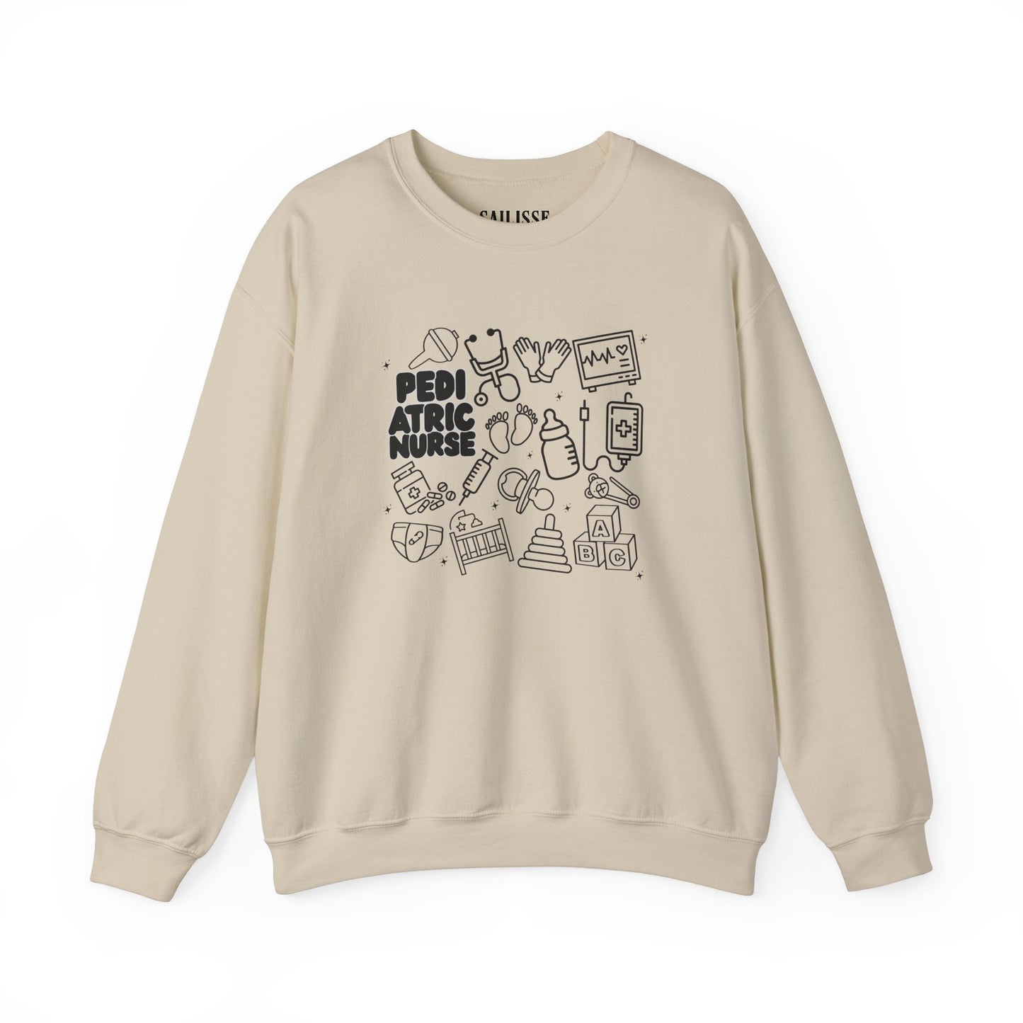 Pediatric Nurse Black Outline Crewneck
