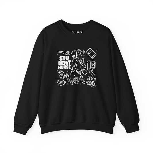 Student Nurse White Outline Crewneck