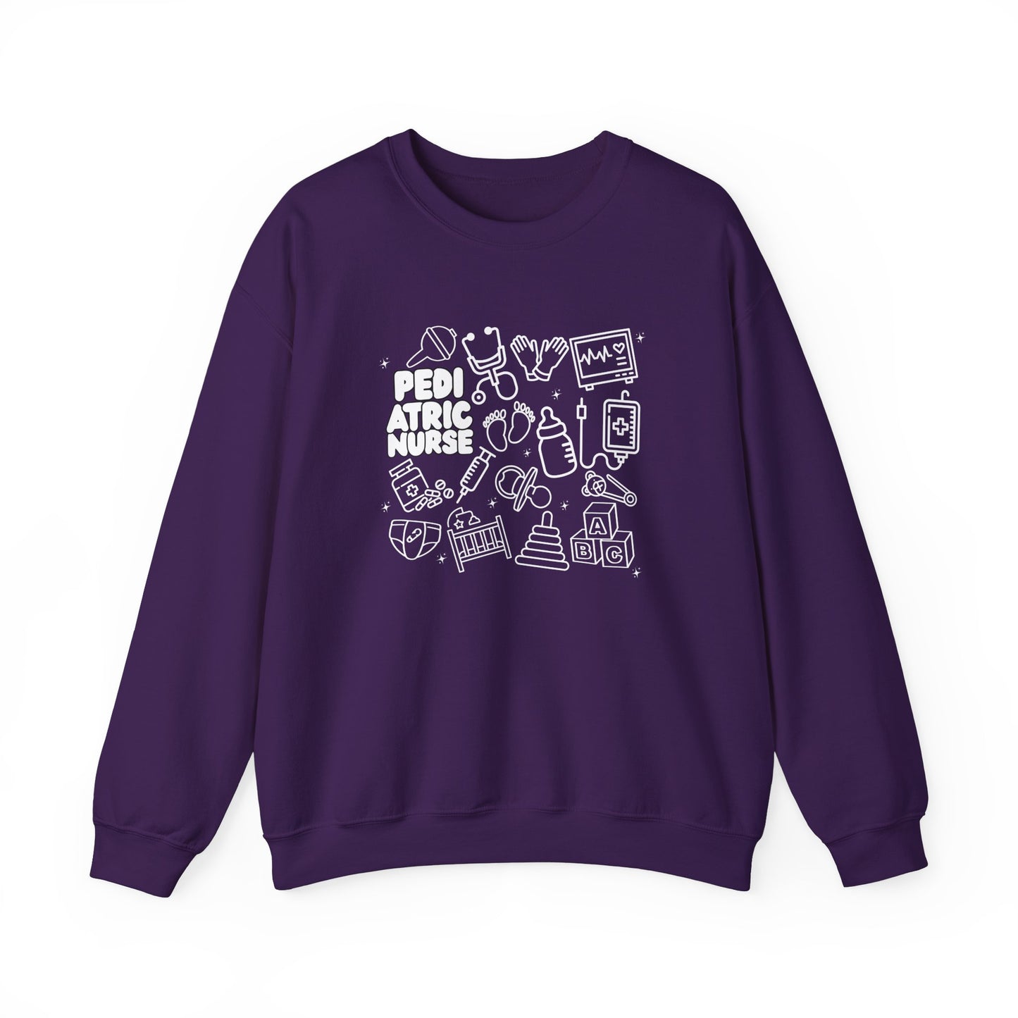 Pediatric Nurse White Outline Crewneck