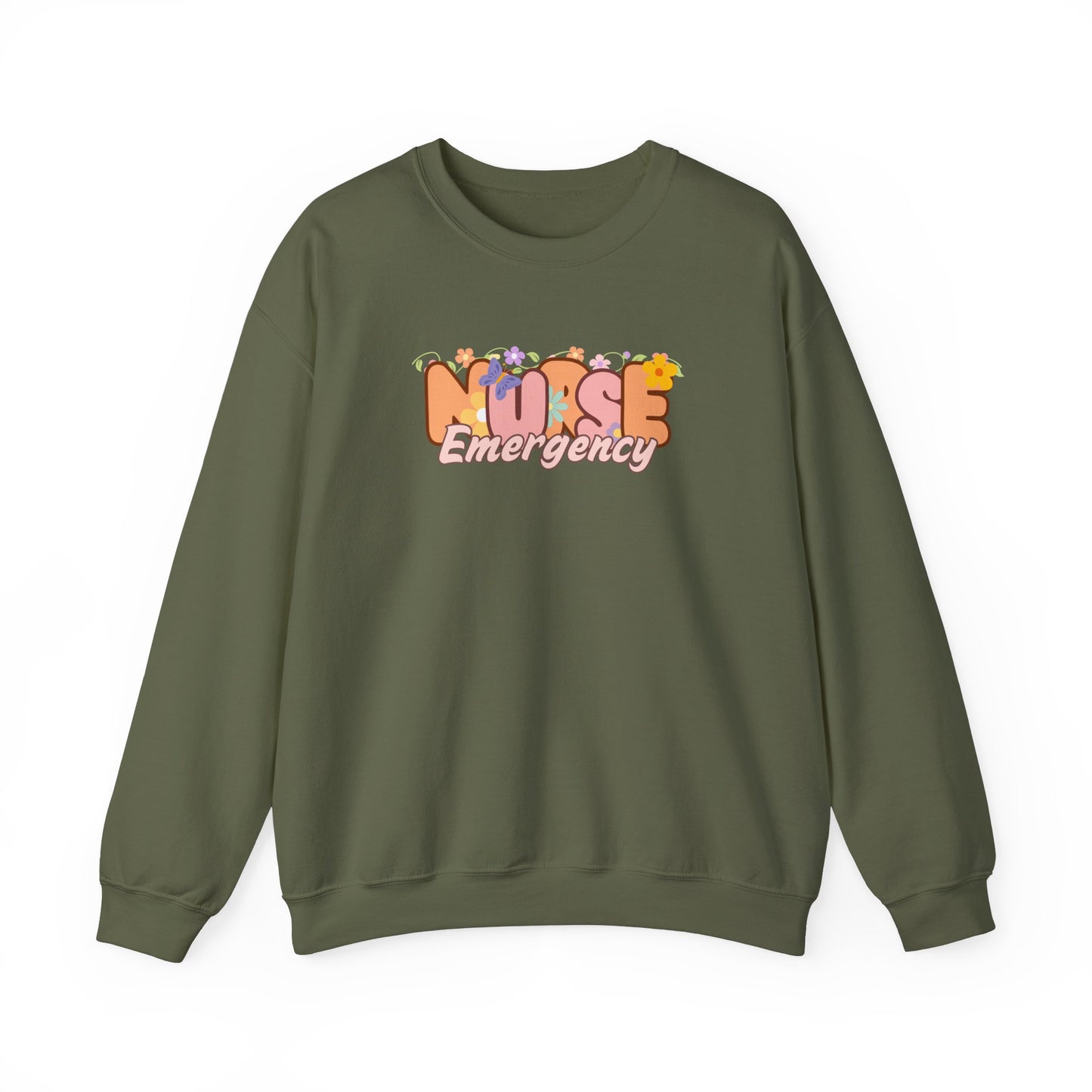Emergency Nurse Floral Design Crewneck