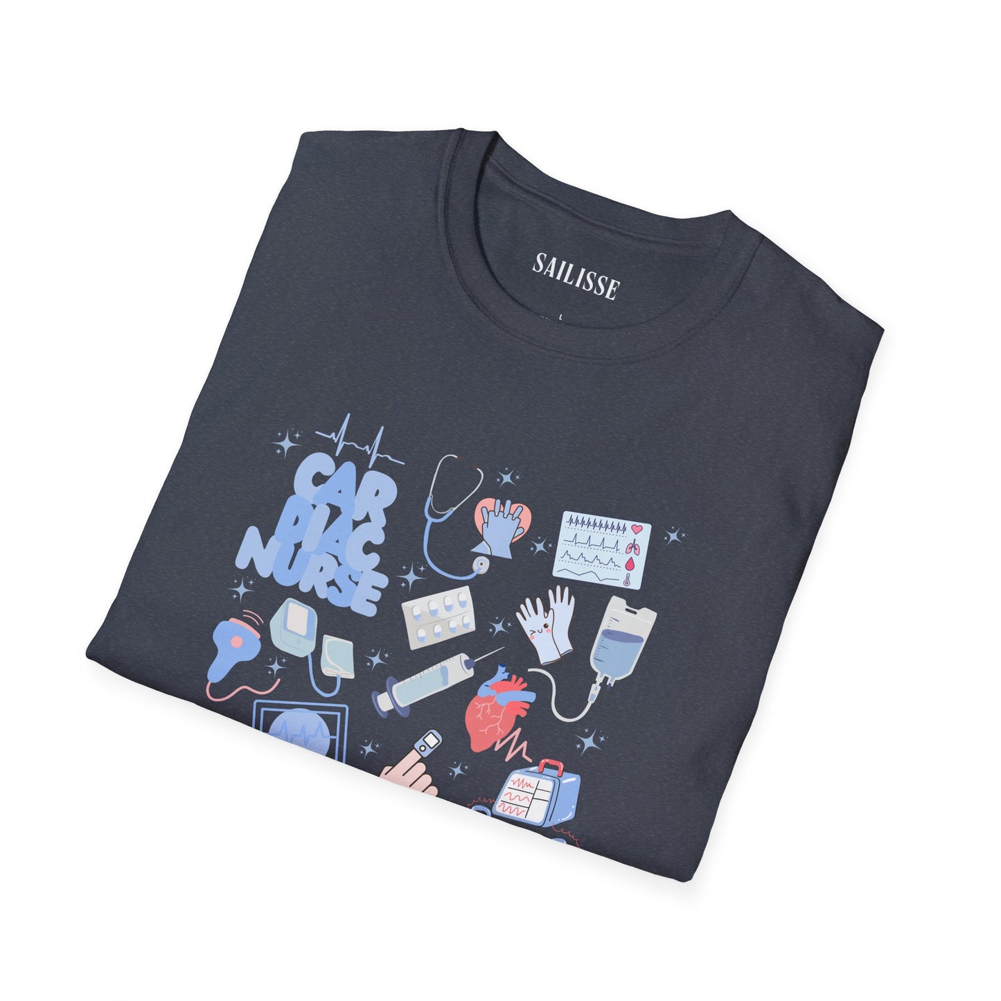 Cardiac Nurse Doodle Design Softstyle T-Shirt