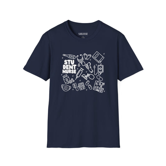 Student Nurse White Outline T-Shirt