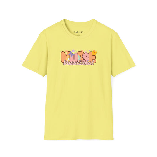 Vocational Nurse Floral Design Softstyle T-Shirt