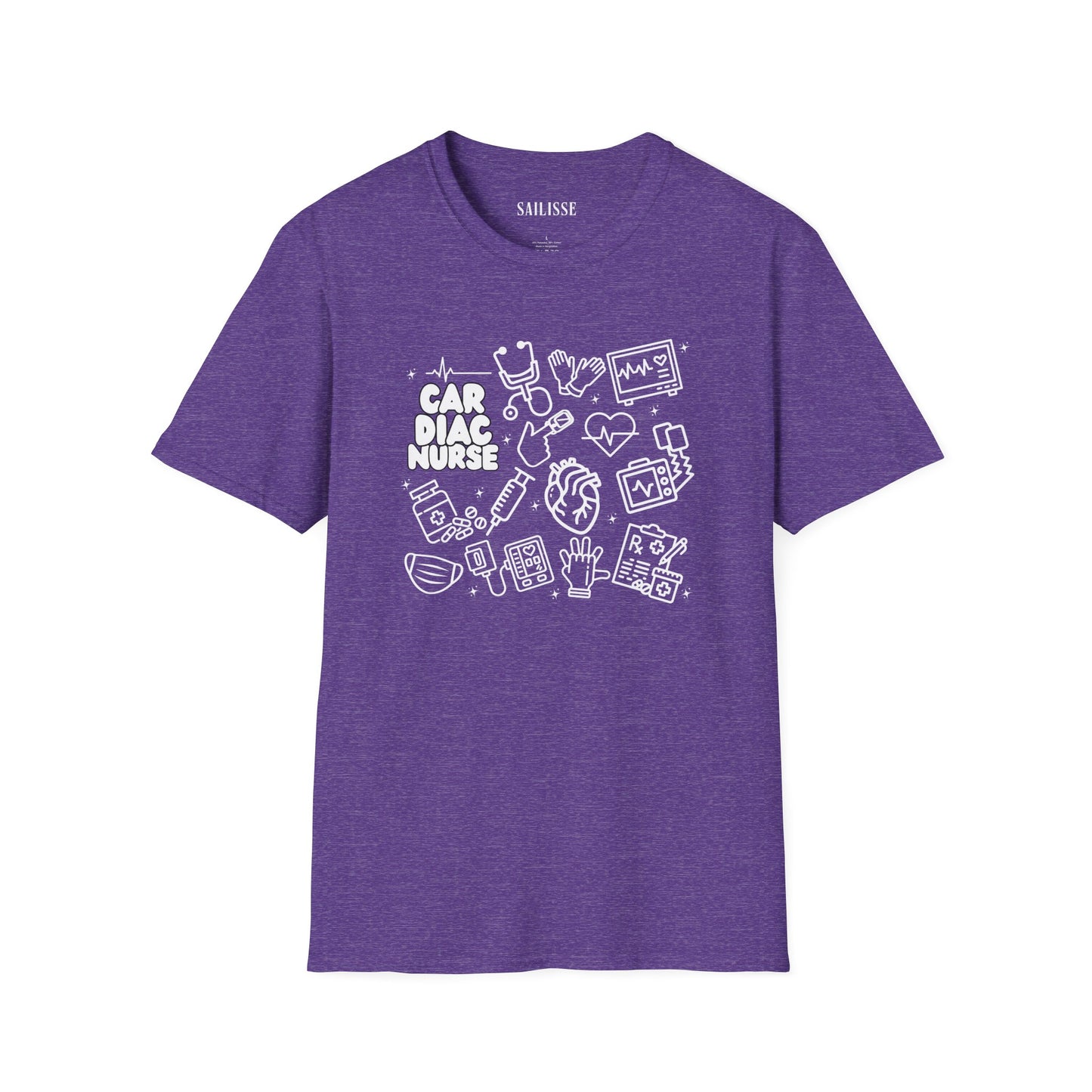 Cardiac Nurse White Outline T-Shirt