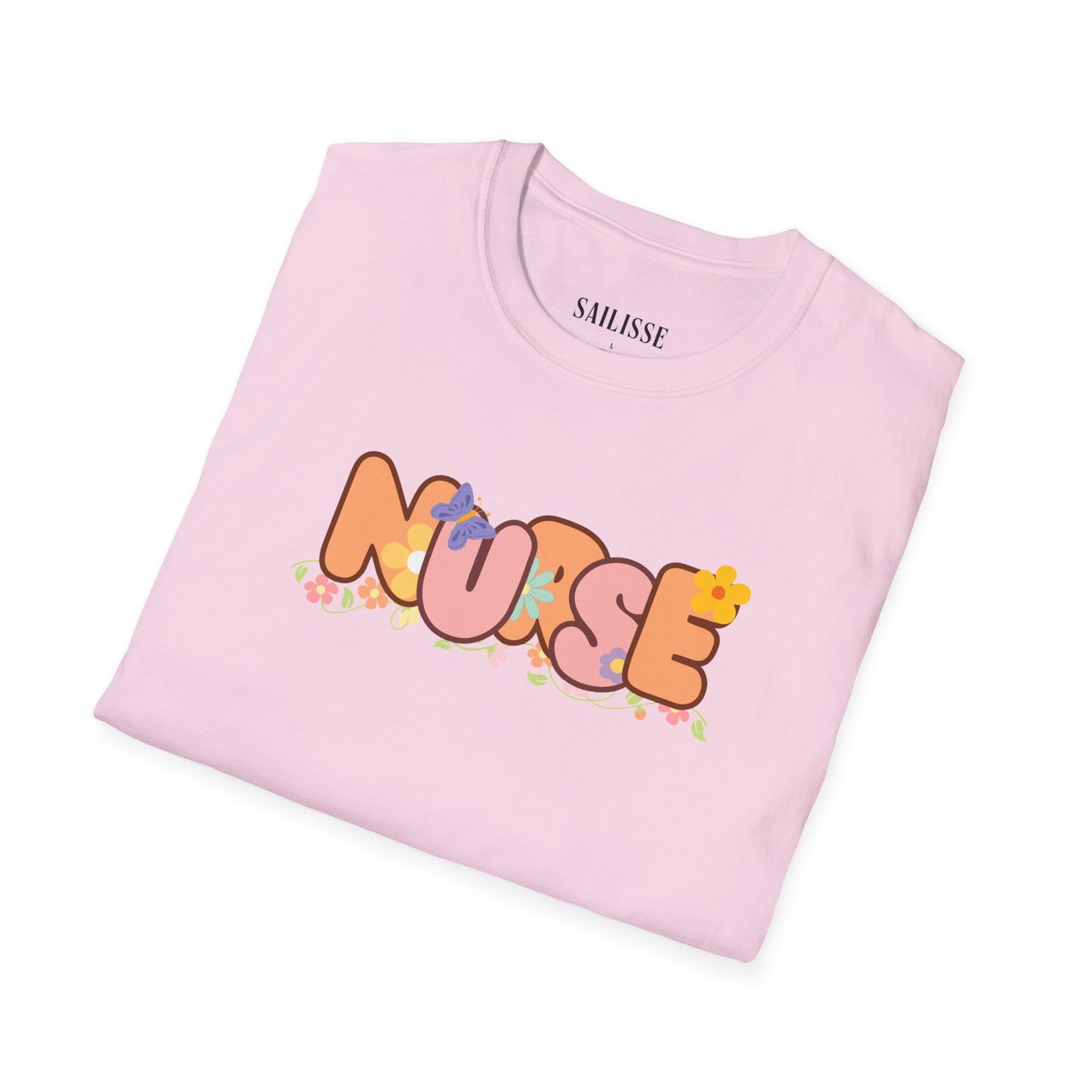 NURSE Floral Design Softstyle T-Shirt