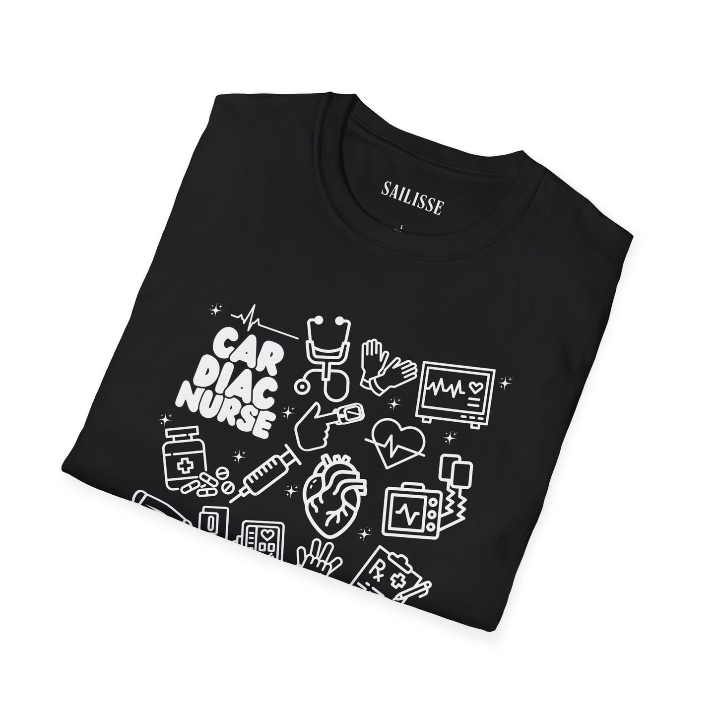Cardiac Nurse White Outline T-Shirt