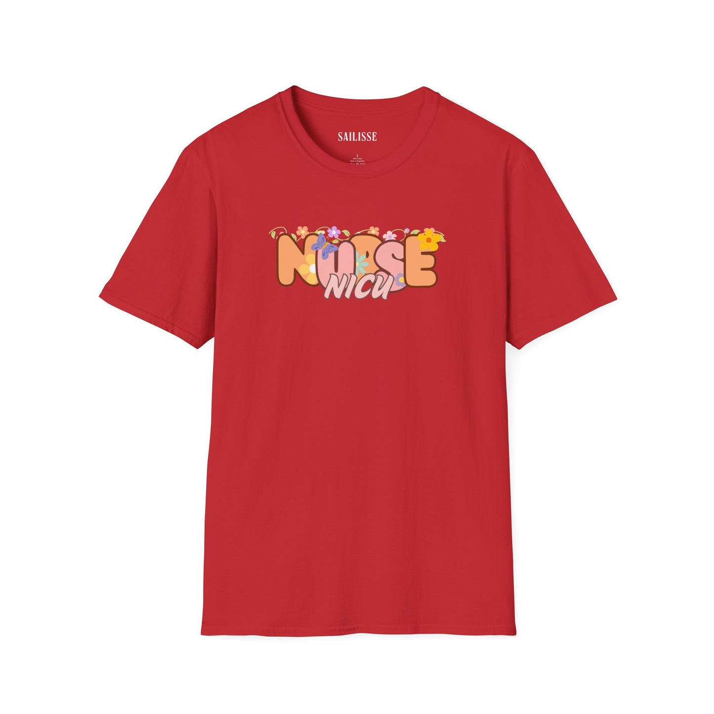 NICU Nurse Floral Design Softstyle T-Shirt